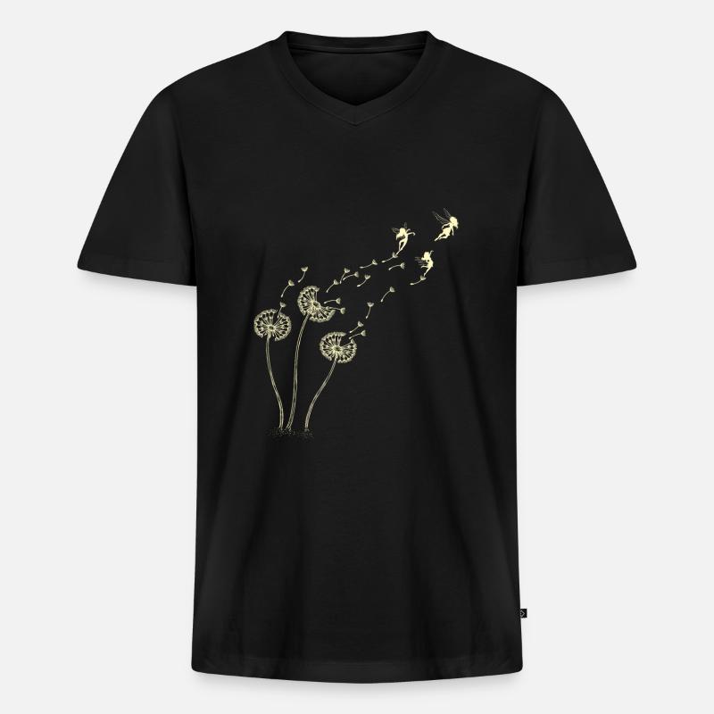 Löwenzahn Elfe - Männer Premium Bio T-Shirt mit V-Ausschnitt - Schwarz