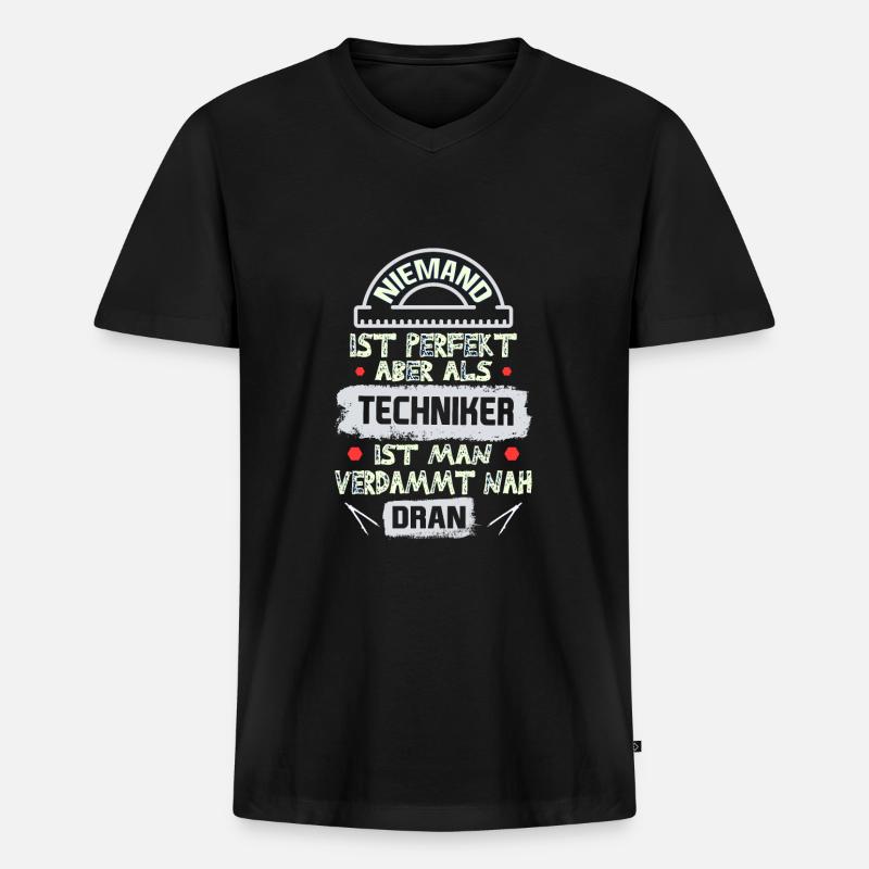 Techniker spruch - Männer Premium Bio T-Shirt mit V-Ausschnitt - Schwarz