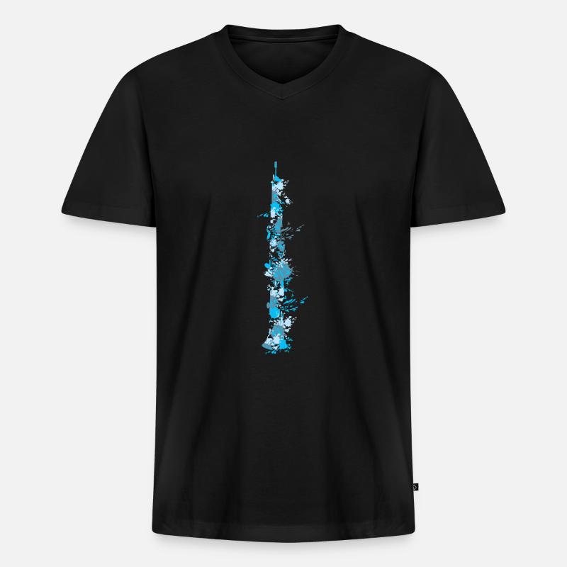 Klarinette Splash - Männer Premium Bio T-Shirt mit V-Ausschnitt - Schwarz