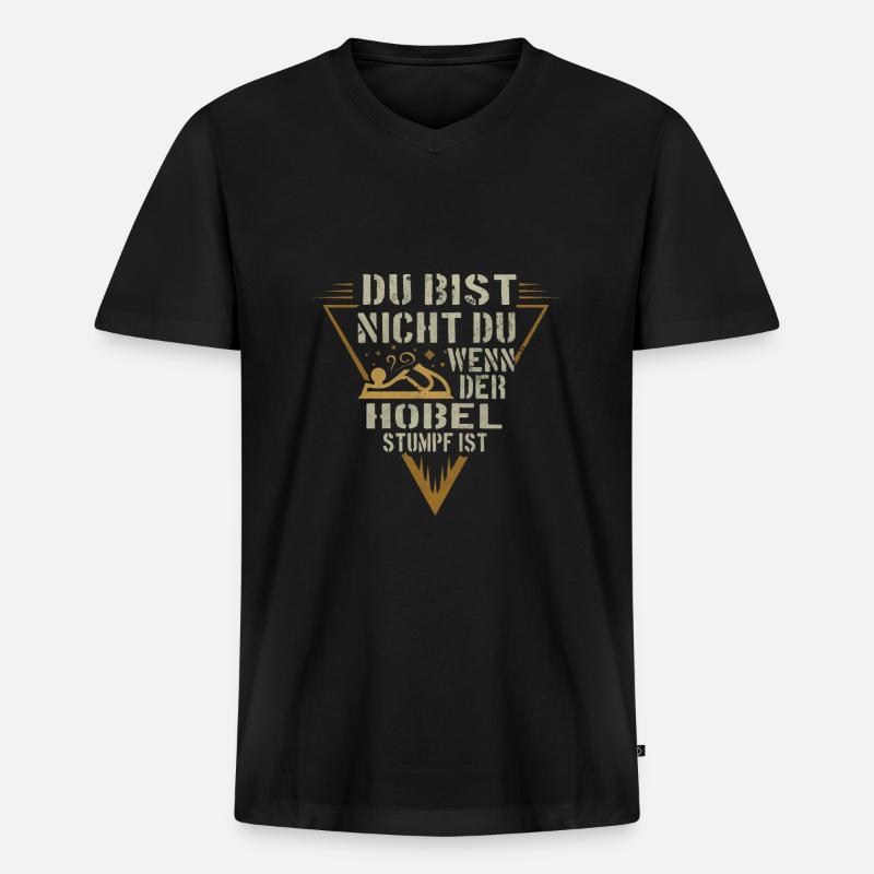 Schreiner Hobel - Männer Premium Bio T-Shirt mit V-Ausschnitt - Schwarz