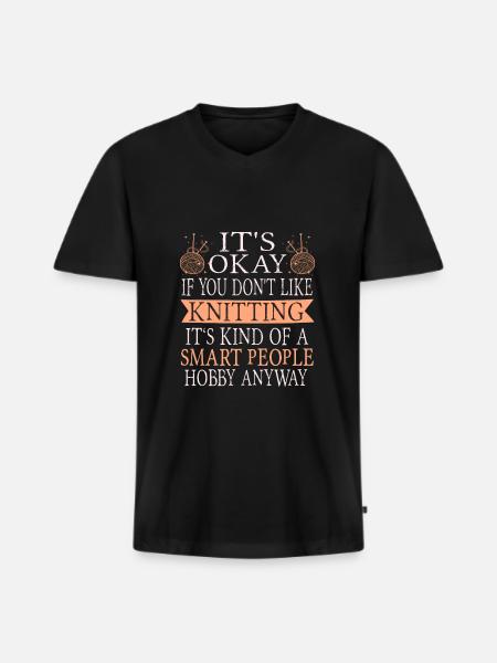 Knitting funny - Men's Premium Organic T-shirt with V-neck - black