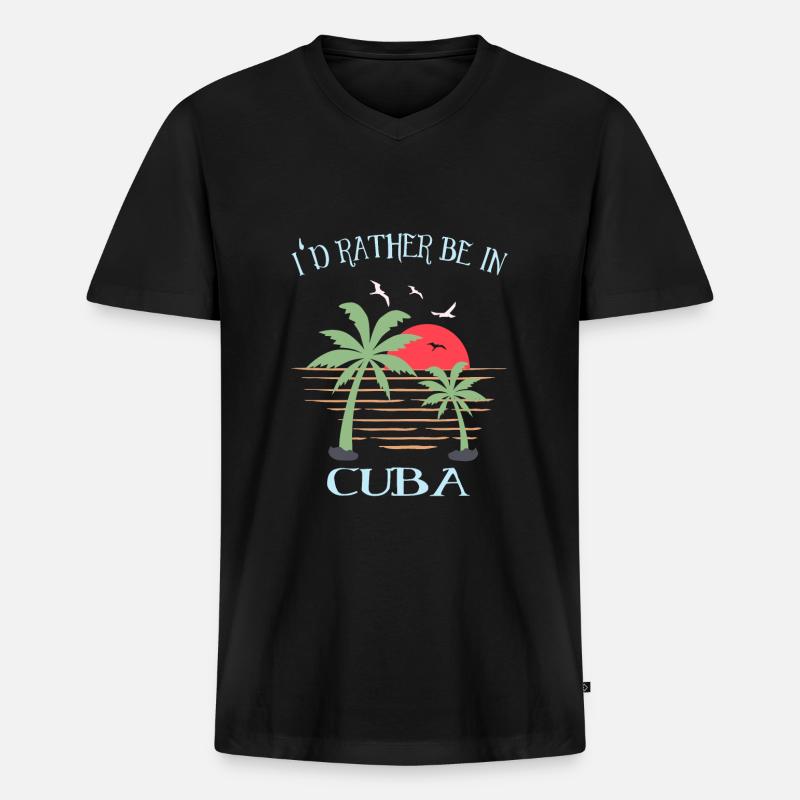 Cuba - Männer Premium Bio T-Shirt mit V-Ausschnitt - Schwarz