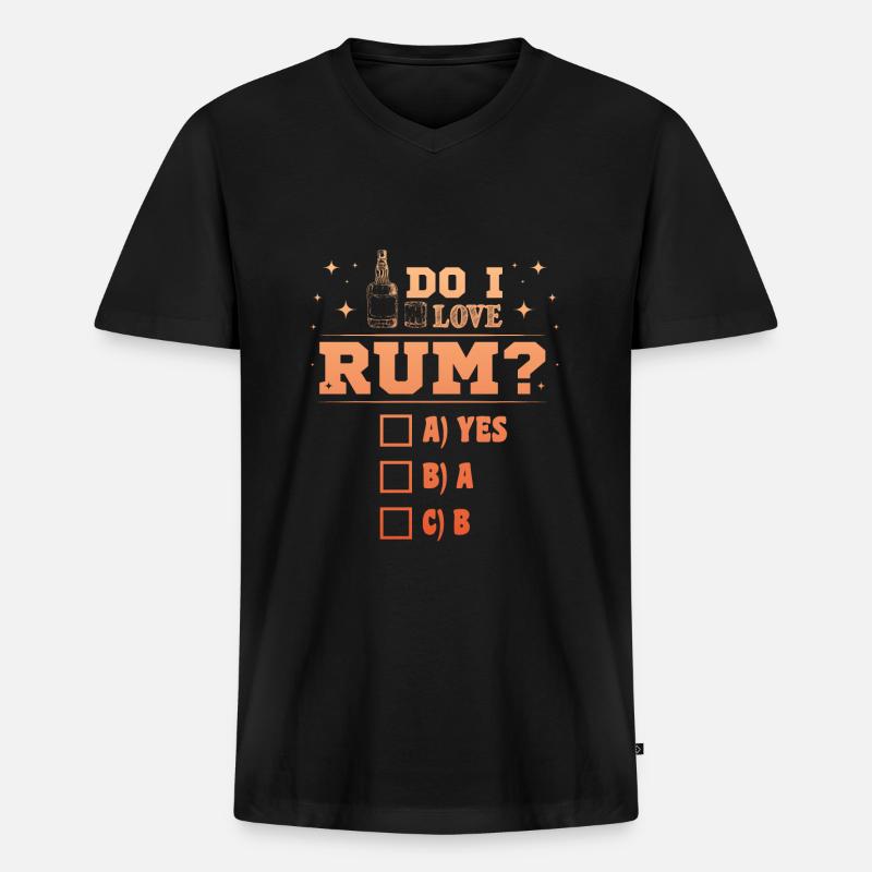 Rum Trinker - Männer Premium Bio T-Shirt mit V-Ausschnitt - Schwarz