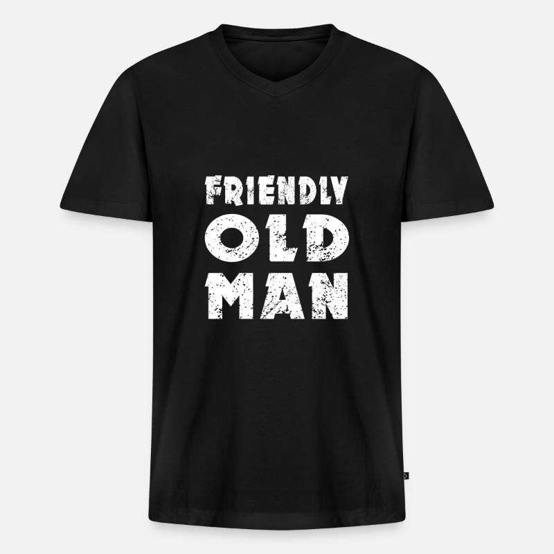 Friendly Old Man - Männer Premium Bio T-Shirt mit V-Ausschnitt - Schwarz
