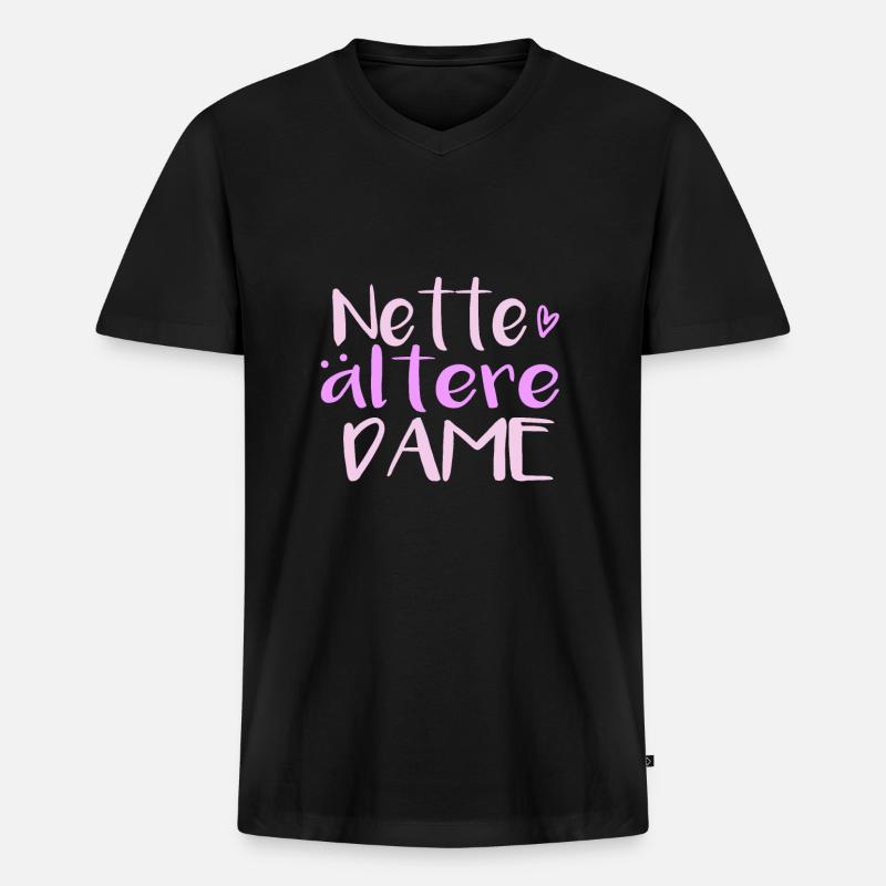Nette ältere Dame - Männer Premium Bio T-Shirt mit V-Ausschnitt - Schwarz