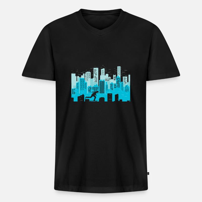 Longboard - Männer Premium Bio T-Shirt mit V-Ausschnitt - Schwarz