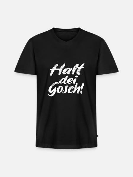 Halt dei Gosch - Männer Premium Bio T-Shirt mit V-Ausschnitt - Schwarz