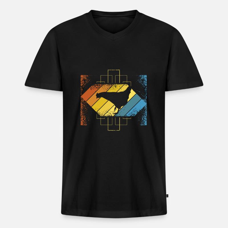 Hühner Huhn - Männer Premium Bio T-Shirt mit V-Ausschnitt - Schwarz