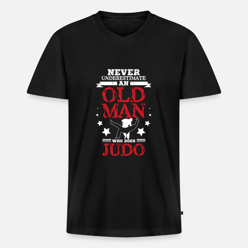 Judo Old man - Männer Premium Bio T-Shirt mit V-Ausschnitt - Schwarz