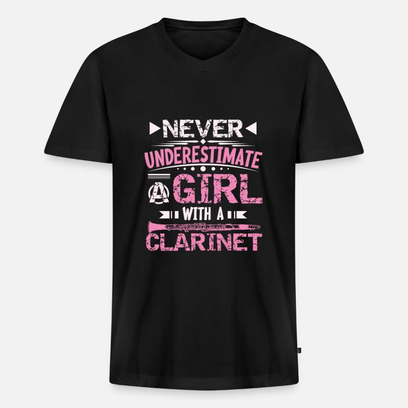 klarinette - Männer Premium Bio T-Shirt mit V-Ausschnitt - Schwarz