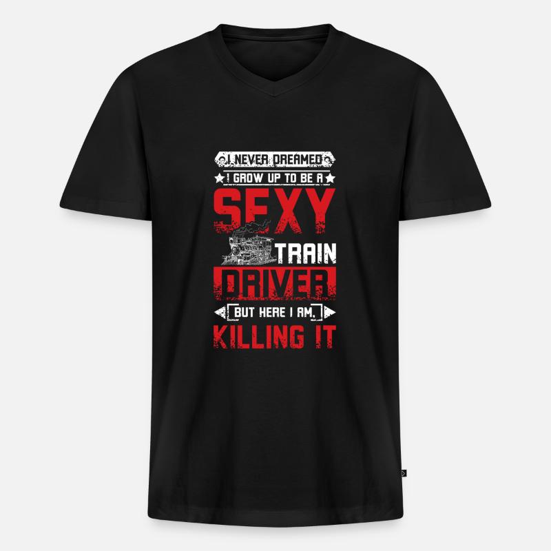 Sexy train driver - Männer Premium Bio T-Shirt mit V-Ausschnitt - Schwarz