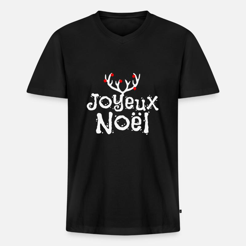 Joyeux Noel - Männer Premium Bio T-Shirt mit V-Ausschnitt - Schwarz