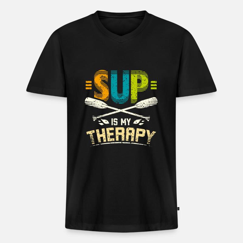 Sup is my therapy - Männer Premium Bio T-Shirt mit V-Ausschnitt - Schwarz