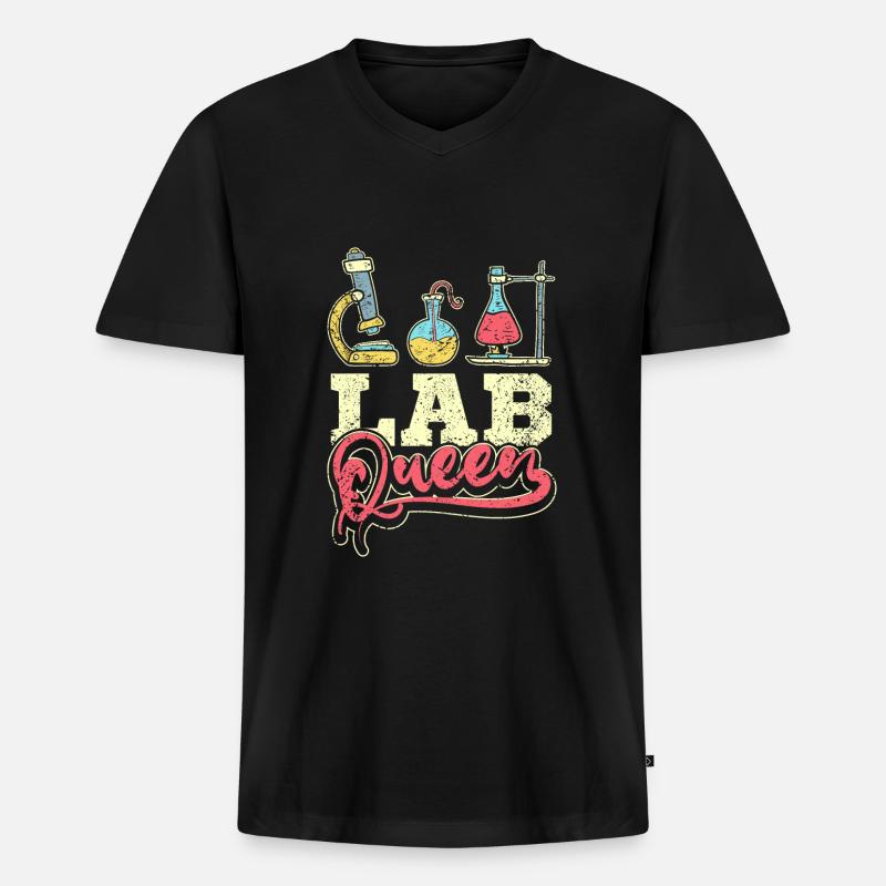 Lab queen - Männer Premium Bio T-Shirt mit V-Ausschnitt - Schwarz