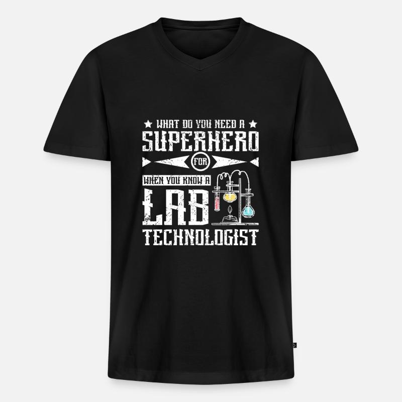 Superhero lab technologist - Männer Premium Bio T-Shirt mit V-Ausschnitt - Schwarz