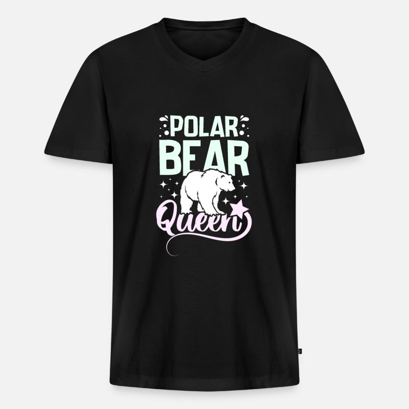 Polar bear queen - Männer Premium Bio T-Shirt mit V-Ausschnitt - Schwarz