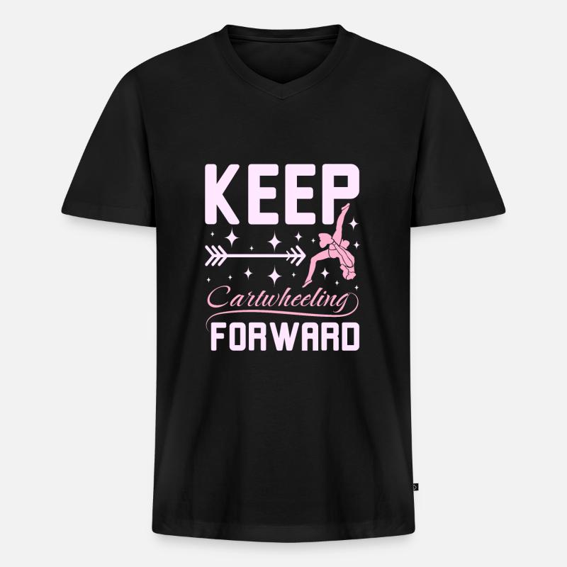 Keep catwheelig forward - Männer Premium Bio T-Shirt mit V-Ausschnitt - Schwarz