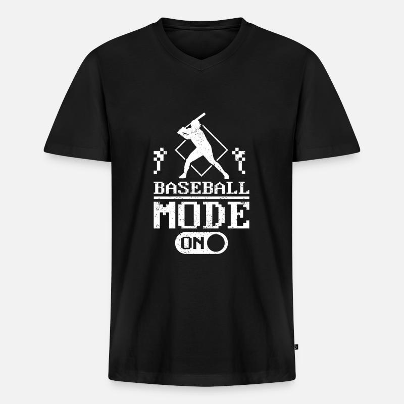 Baseball mode on - Männer Premium Bio T-Shirt mit V-Ausschnitt - Schwarz