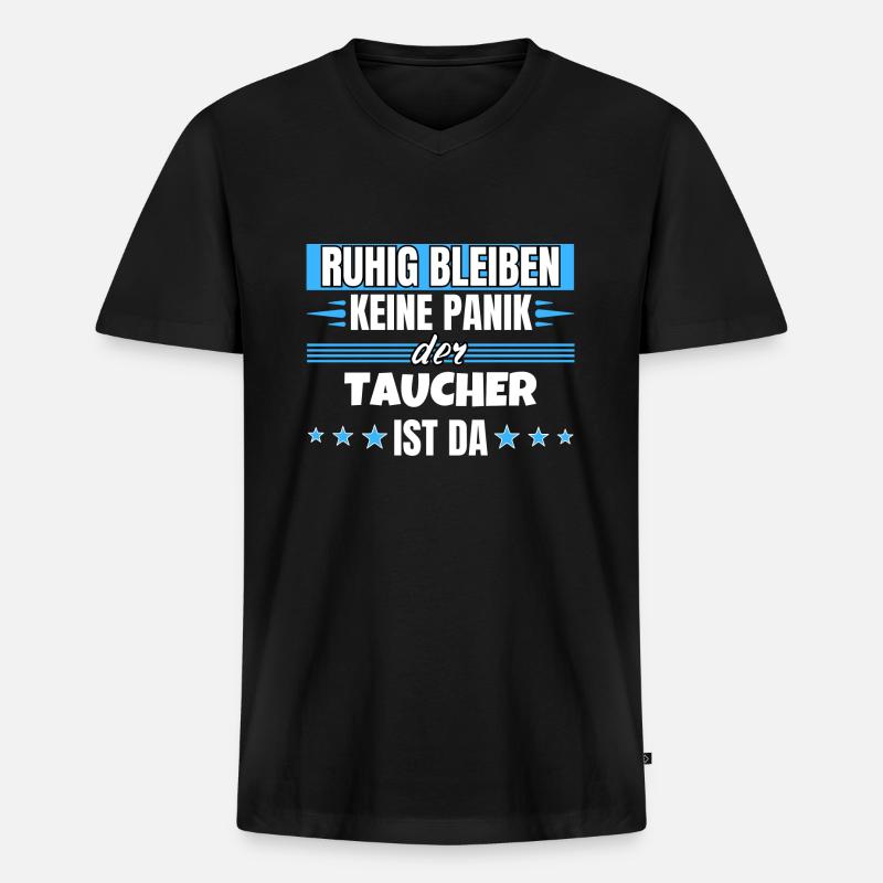 Ruhig bleiben ich bin Taucher - Männer Premium Bio T-Shirt mit V-Ausschnitt - Schwarz