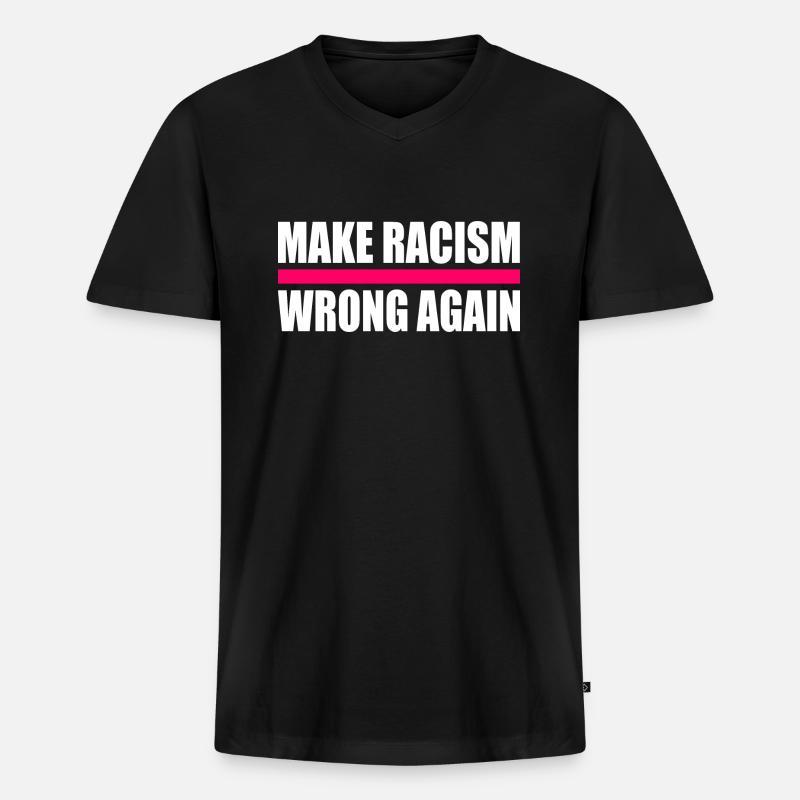 make racism wrong again - Männer Premium Bio T-Shirt mit V-Ausschnitt - Schwarz