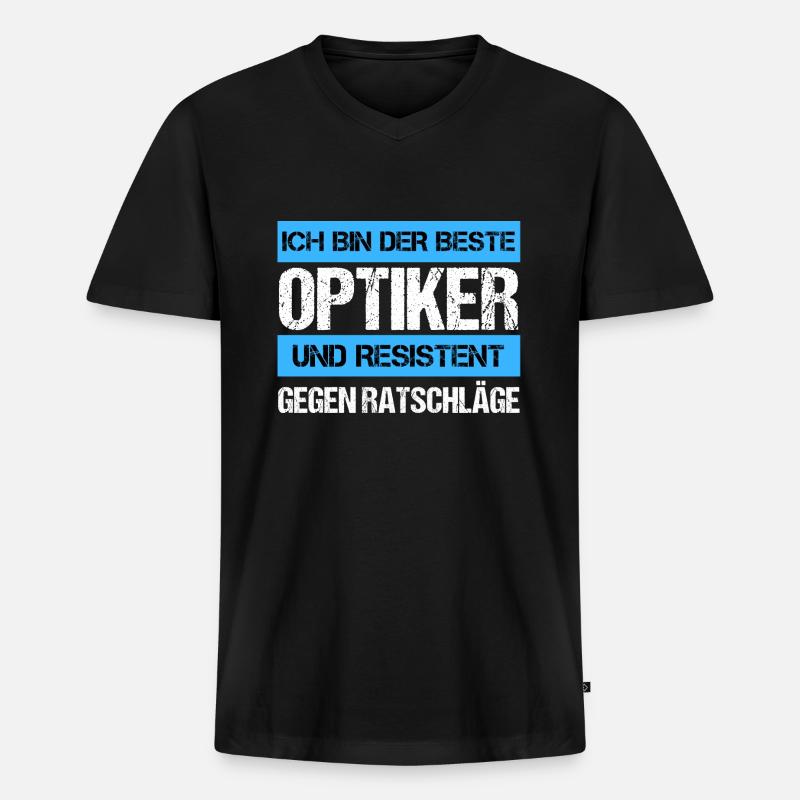 Resistenter Optiker - Männer Premium Bio T-Shirt mit V-Ausschnitt - Schwarz