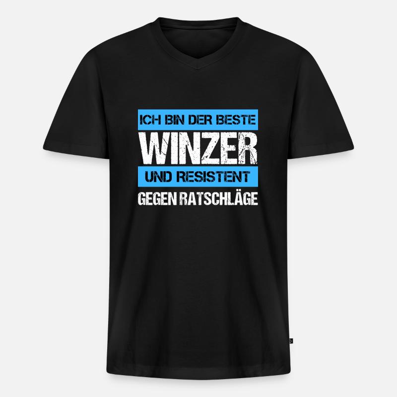 Resistenter Winzer - Männer Premium Bio T-Shirt mit V-Ausschnitt - Schwarz