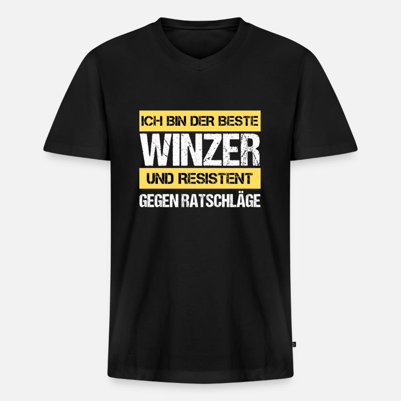 Resistenter Winzer - Männer Premium Bio T-Shirt mit V-Ausschnitt - Schwarz