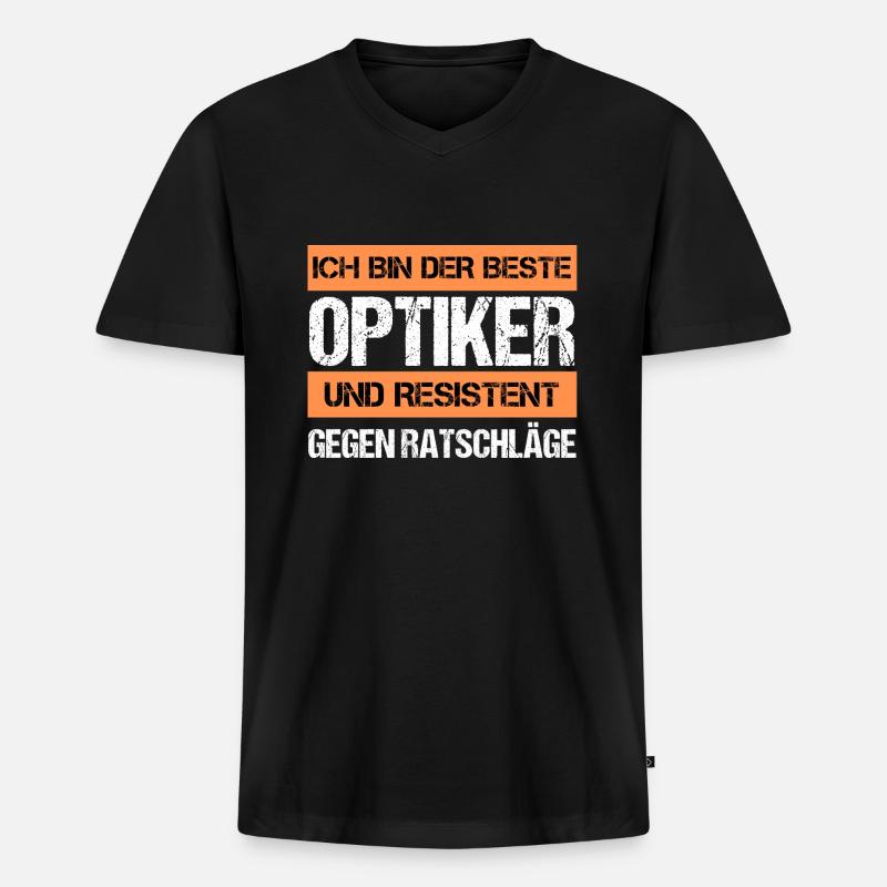 Resistenter Optiker - Männer Premium Bio T-Shirt mit V-Ausschnitt - Schwarz
