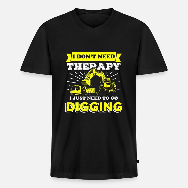 Bauarbeiter Bagger - Männer Premium Bio T-Shirt mit V-Ausschnitt - Schwarz