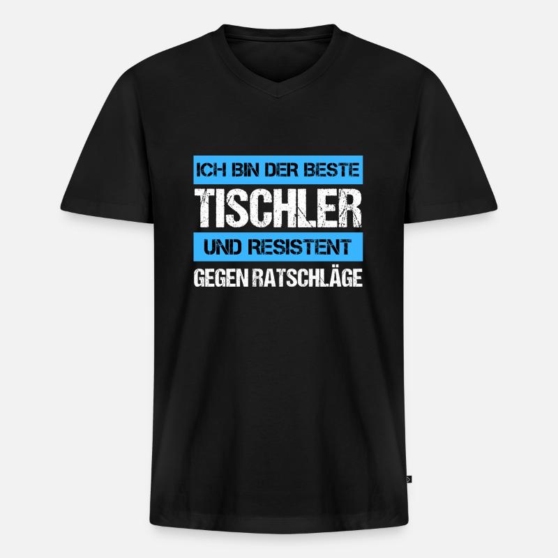Resistenter Tischler - Männer Premium Bio T-Shirt mit V-Ausschnitt - Schwarz