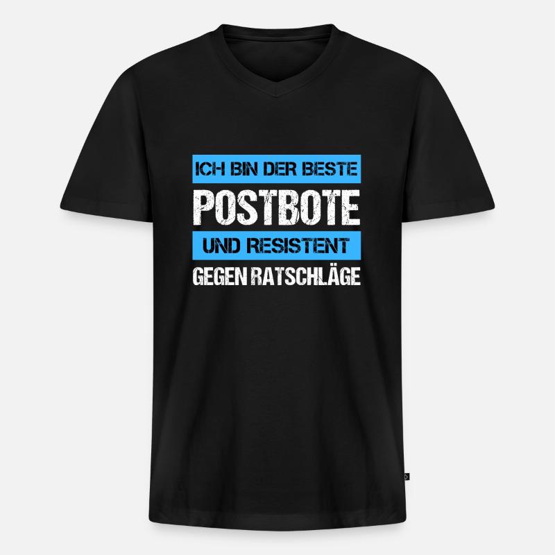 Resistenter Postbote - Männer Premium Bio T-Shirt mit V-Ausschnitt - Schwarz