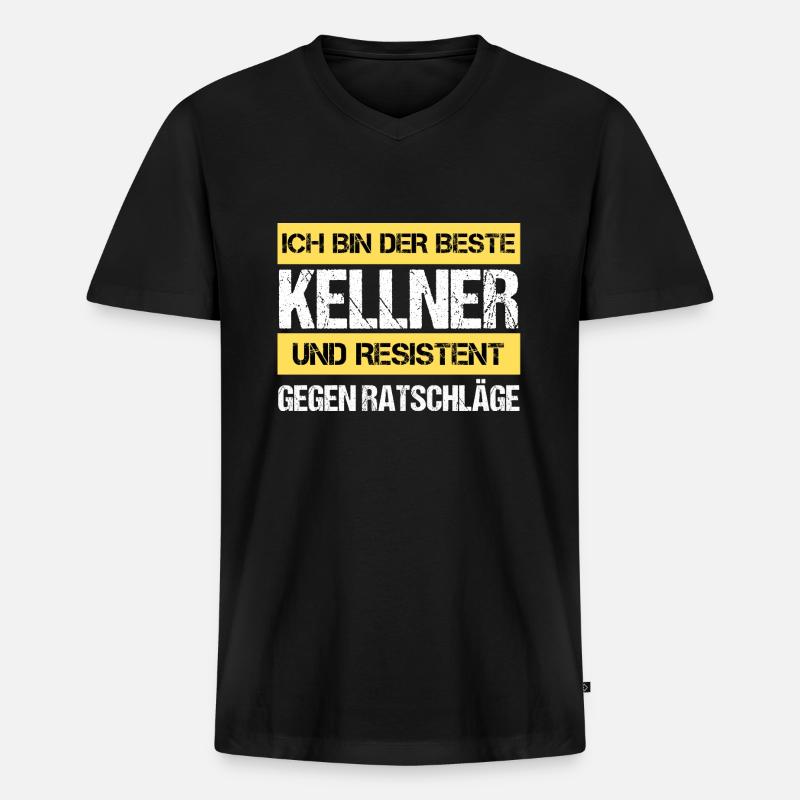 Resistenter Kellner - Männer Premium Bio T-Shirt mit V-Ausschnitt - Schwarz
