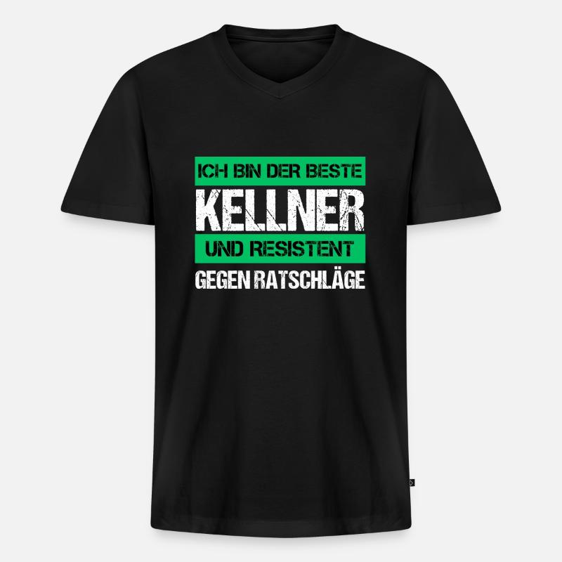 Resistenter Kellner - Männer Premium Bio T-Shirt mit V-Ausschnitt - Schwarz