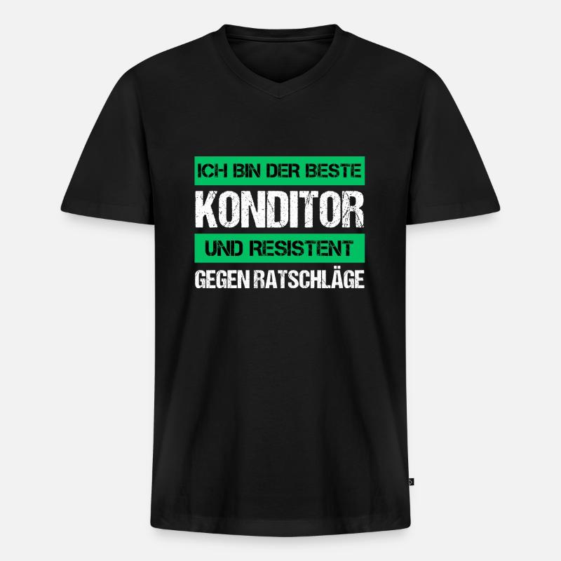 Resistenter Konditor - Männer Premium Bio T-Shirt mit V-Ausschnitt - Schwarz