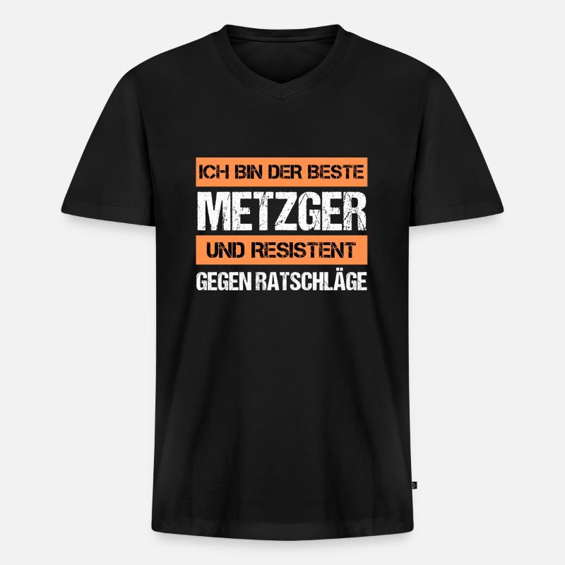 Resistenter Metzger - Männer Premium Bio T-Shirt mit V-Ausschnitt - Schwarz