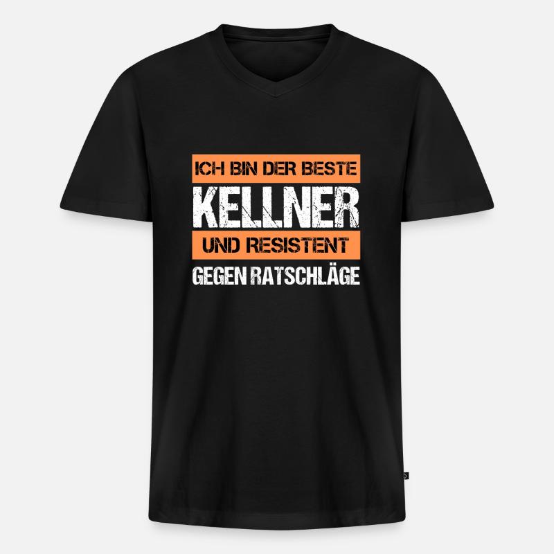 Resistenter Kellner - Männer Premium Bio T-Shirt mit V-Ausschnitt - Schwarz
