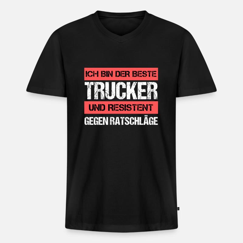 Resistenter Trucker - Männer Premium Bio T-Shirt mit V-Ausschnitt - Schwarz