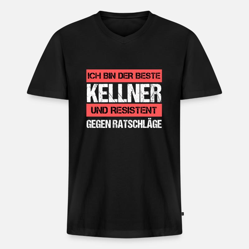 Resistenter Kellner - Männer Premium Bio T-Shirt mit V-Ausschnitt - Schwarz