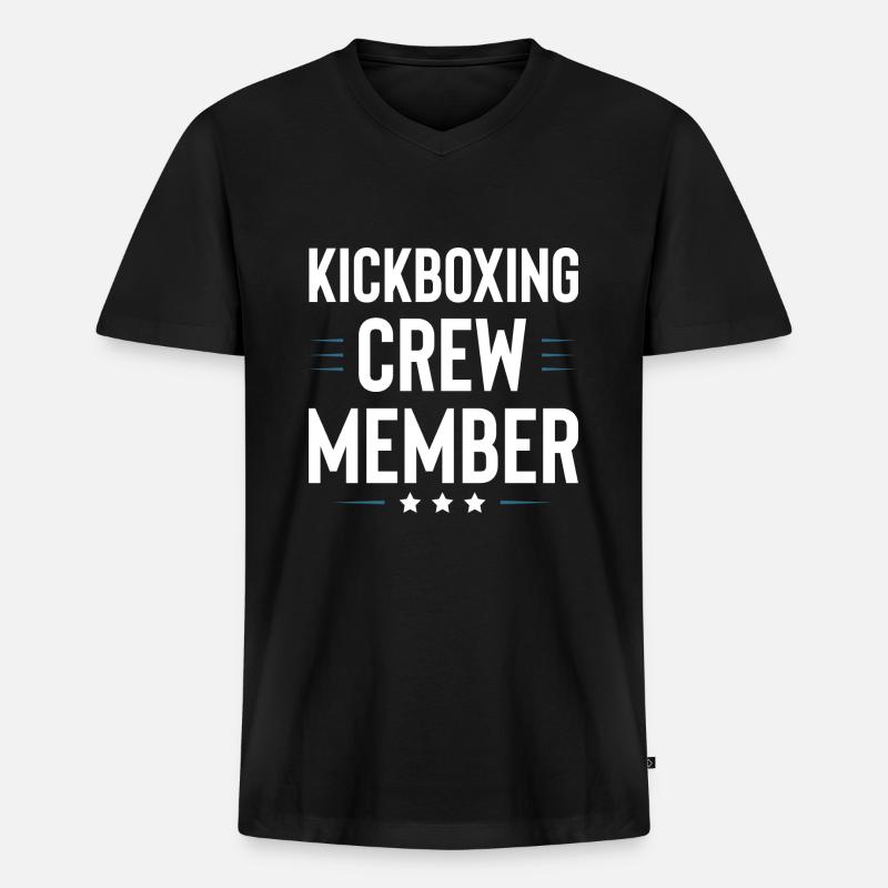 Kickboxing Crew - Männer Premium Bio T-Shirt mit V-Ausschnitt - Schwarz