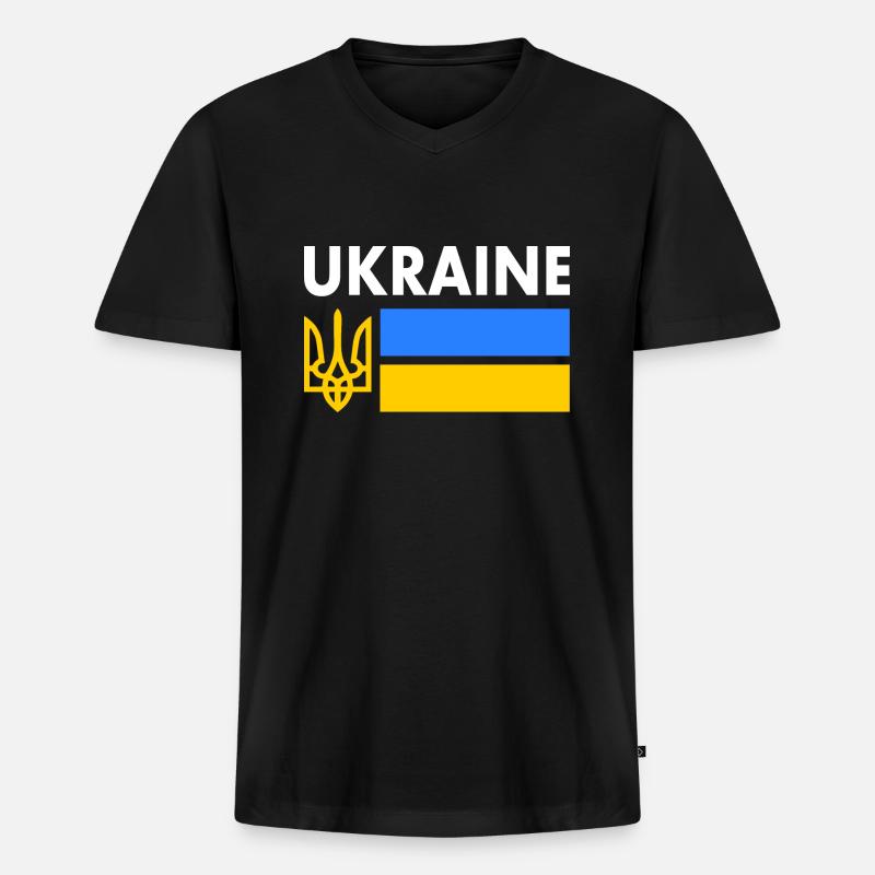 Ukraine - Männer Premium Bio T-Shirt mit V-Ausschnitt - Schwarz