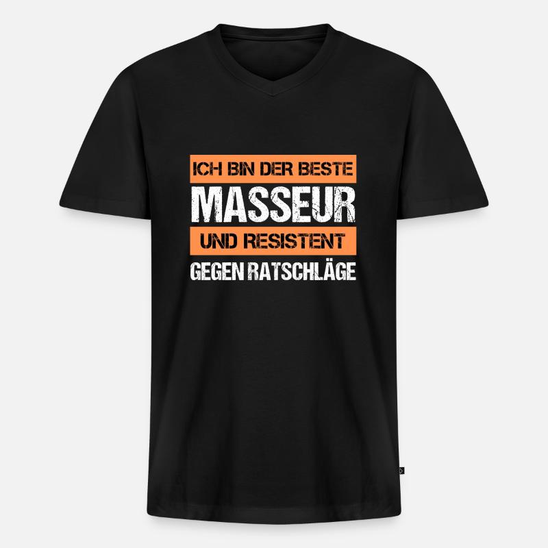 Resistenter Masseur - Männer Premium Bio T-Shirt mit V-Ausschnitt - Schwarz
