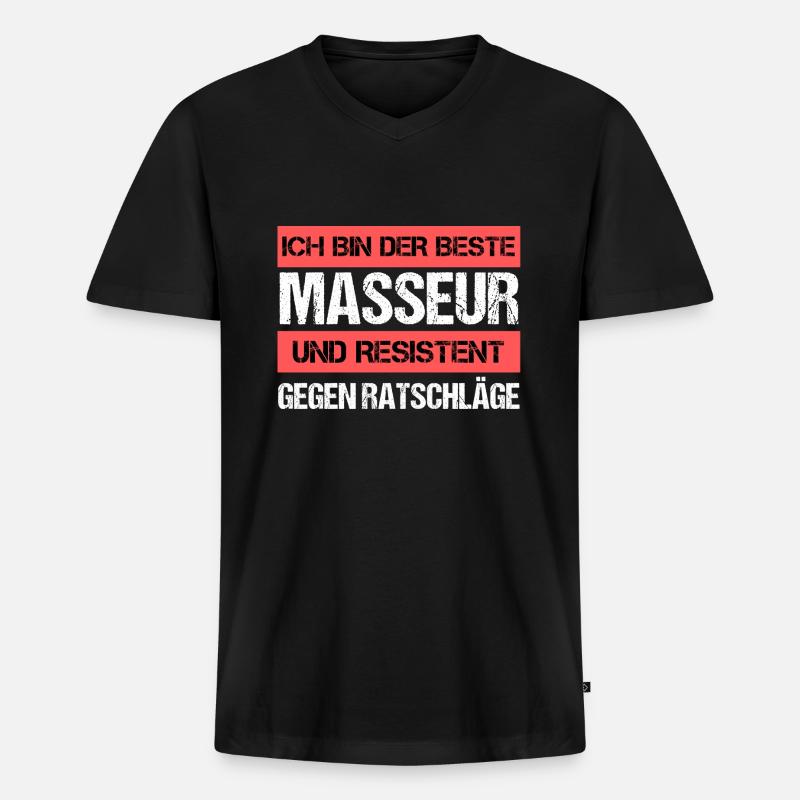 Resistenter Masseur - Männer Premium Bio T-Shirt mit V-Ausschnitt - Schwarz