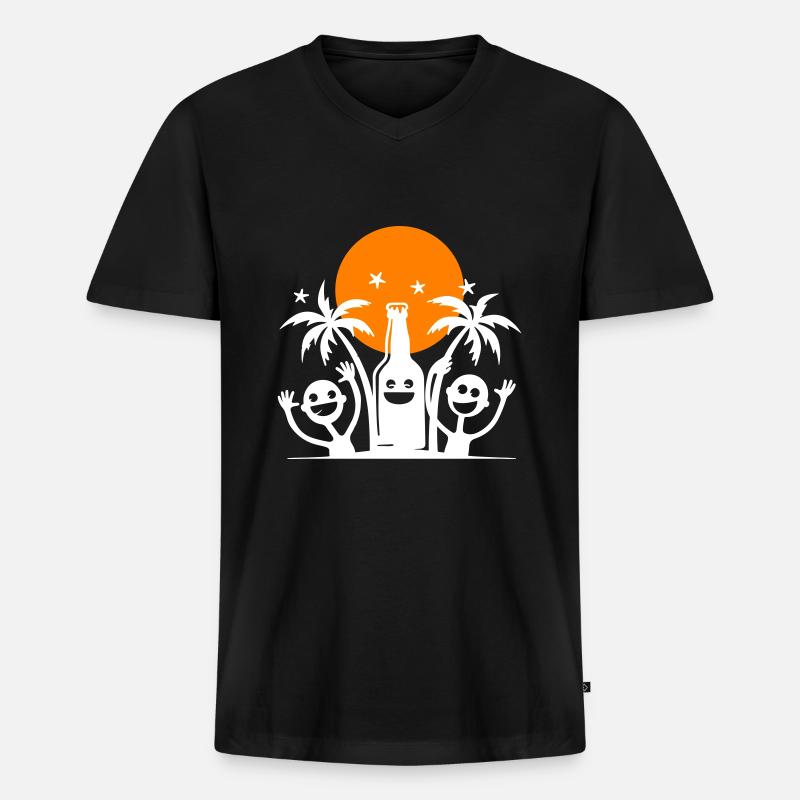 Palmen Party Team - Männer Premium Bio T-Shirt mit V-Ausschnitt - Schwarz