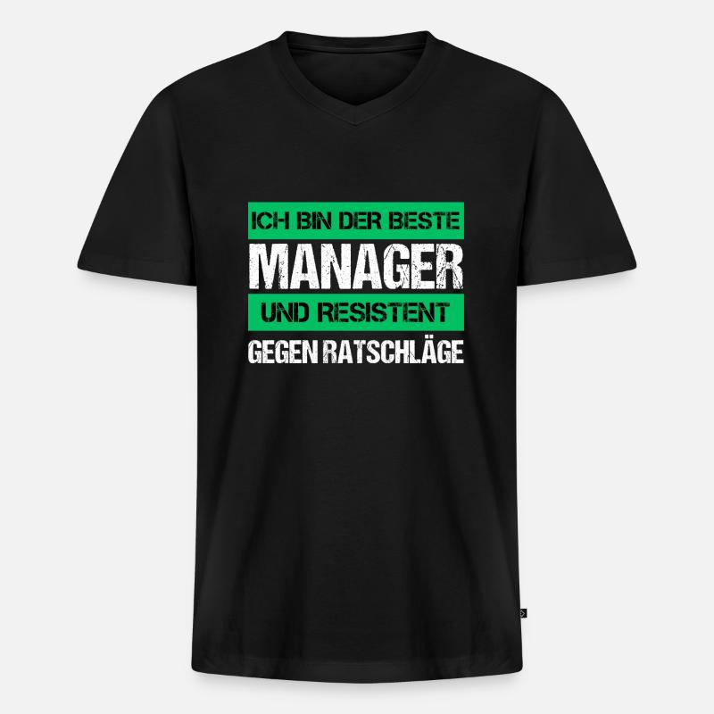 Resistenter Manager - Männer Premium Bio T-Shirt mit V-Ausschnitt - Schwarz