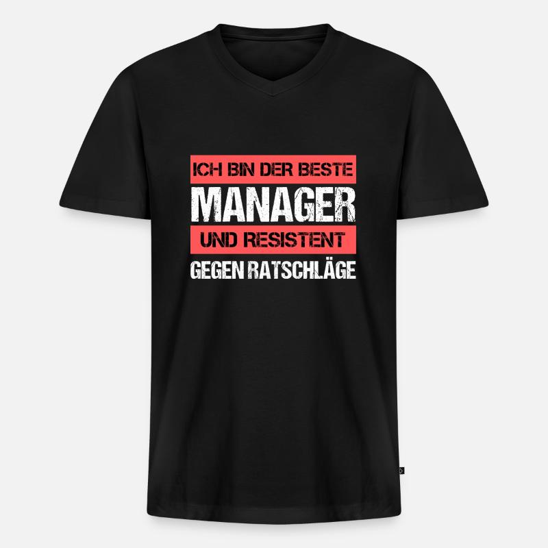Resistenter Manager - Männer Premium Bio T-Shirt mit V-Ausschnitt - Schwarz