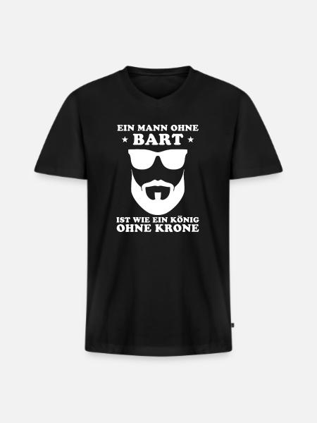 En mand uden skæg, fuldskæg, skægbærer, skægget, skægget; - Premium økologisk T-shirt med V-hals til mænd - sort