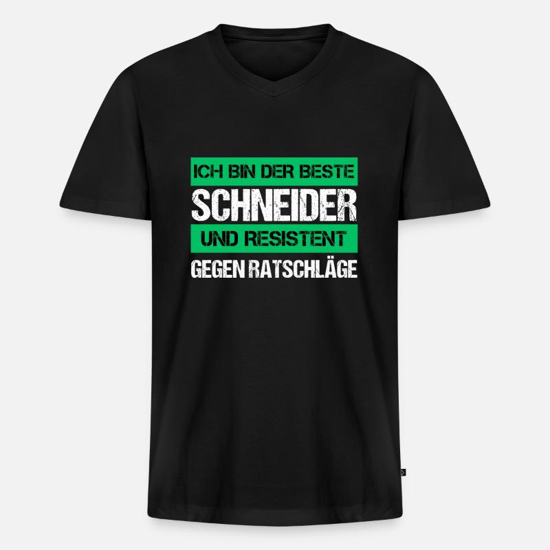 Resistenter Schneider - Männer Premium Bio T-Shirt mit V-Ausschnitt - Schwarz