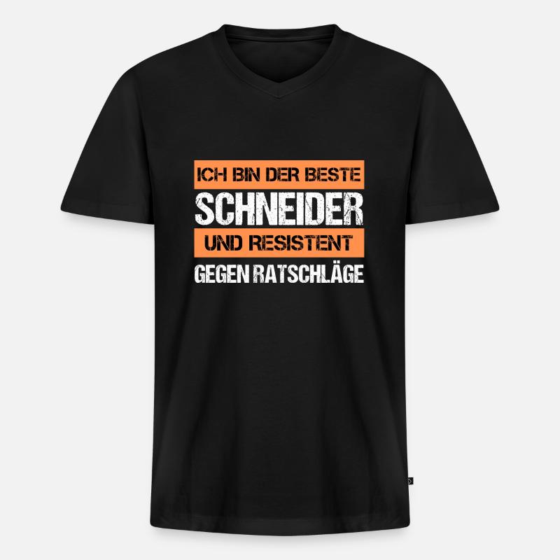 Resistenter Schneider - Männer Premium Bio T-Shirt mit V-Ausschnitt - Schwarz
