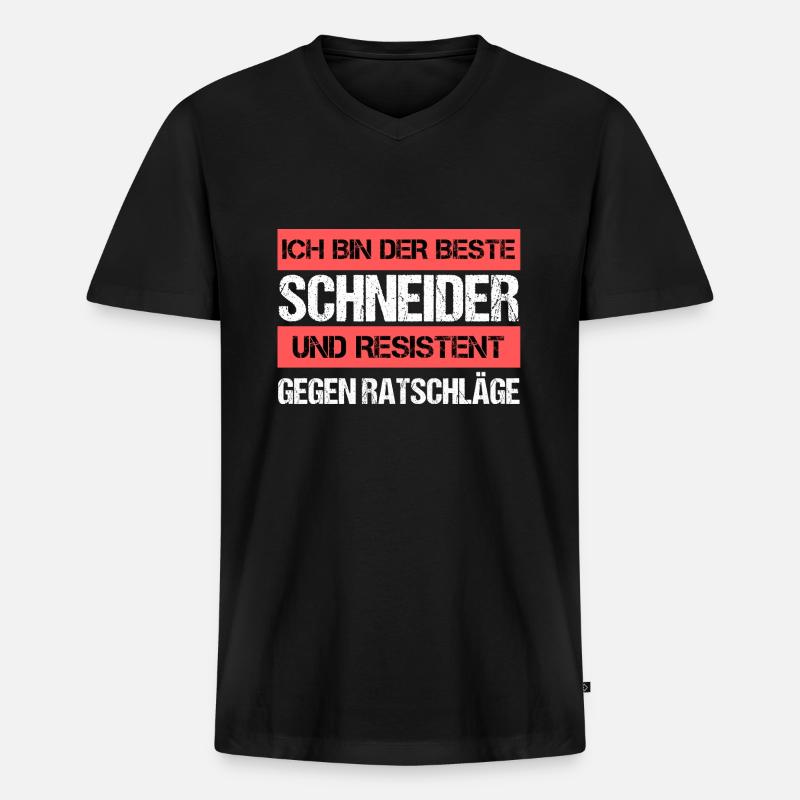 Resistenter Schneider - Männer Premium Bio T-Shirt mit V-Ausschnitt - Schwarz