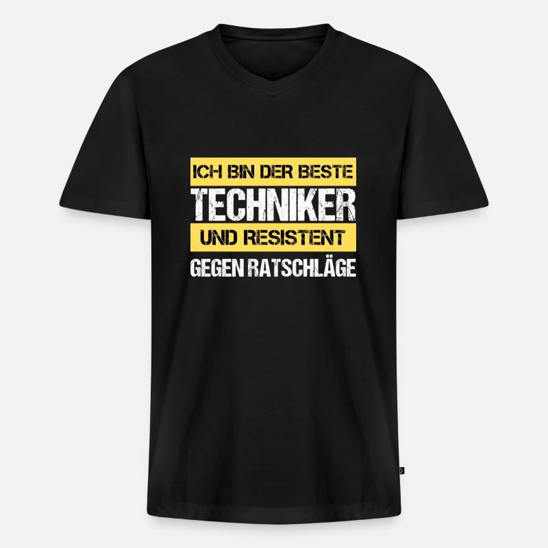 Resistenter Techniker - Männer Premium Bio T-Shirt mit V-Ausschnitt - Schwarz